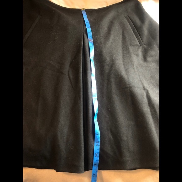 Akris Midi Skirt Black Wool & Leather Trim Pleat - Picture 8 of 8